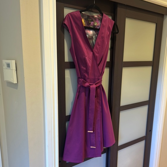 Ted Baker Purple Floral Midi Dress - Picture 3 of 4